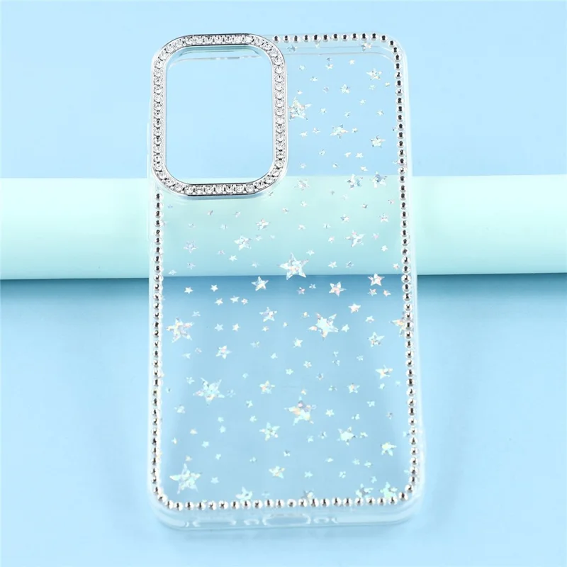 Samsung Galaxy S25 FE Hülle Rhinestone Edge Glitter Back TPU + PC IMD Handyhülle - Sternenklar Transparent