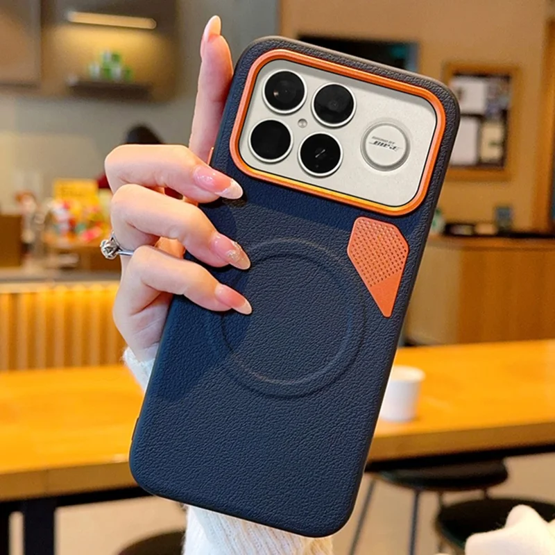 Étui magnétique Xiaomi Redmi K90 Pro Max 5G en cuir enduit de PC + TPU avec feuille de dissipation de chaleur - Noir