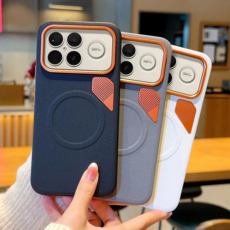 Étui magnétique Xiaomi Redmi K90 Pro Max 5G en cuir enduit de PC + TPU avec feuille de dissipation de chaleur - Noir