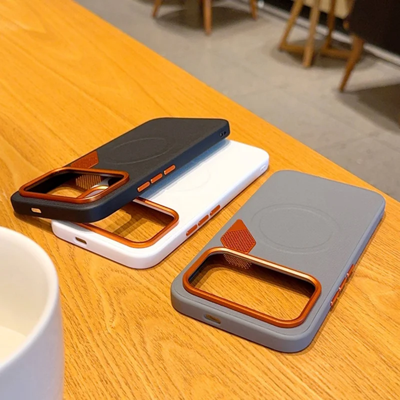 Étui magnétique Xiaomi Redmi K90 Pro Max 5G en cuir enduit de PC + TPU avec feuille de dissipation de chaleur - Noir