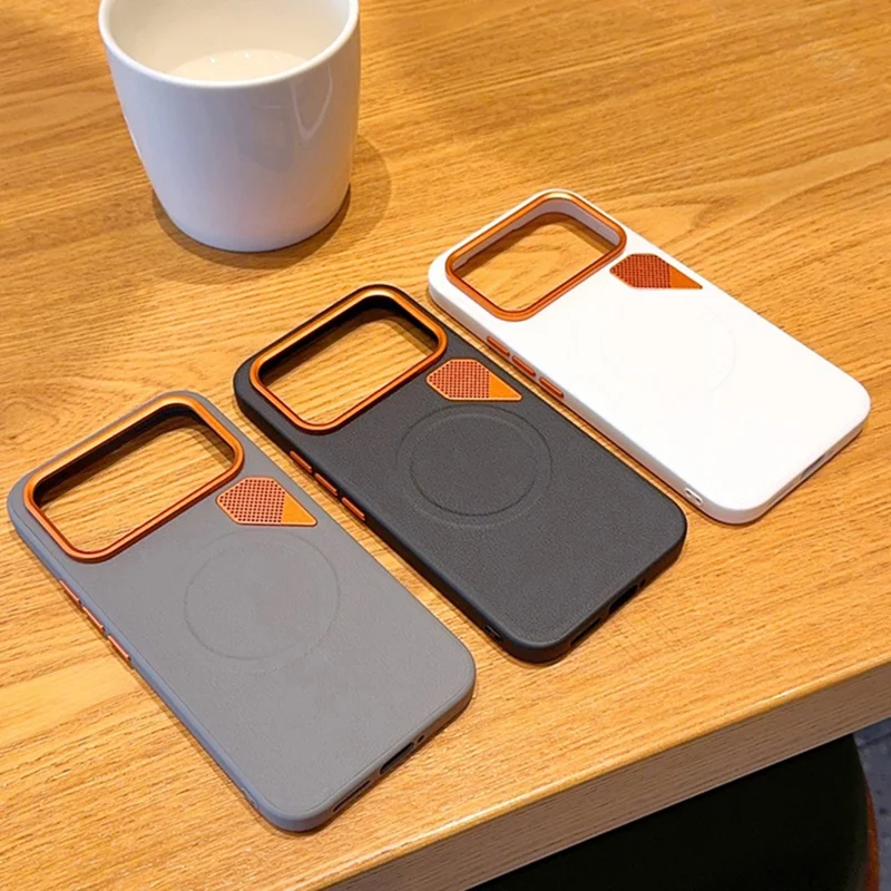 Étui magnétique Xiaomi Redmi K90 Pro Max 5G en cuir enduit de PC + TPU avec feuille de dissipation de chaleur - Noir