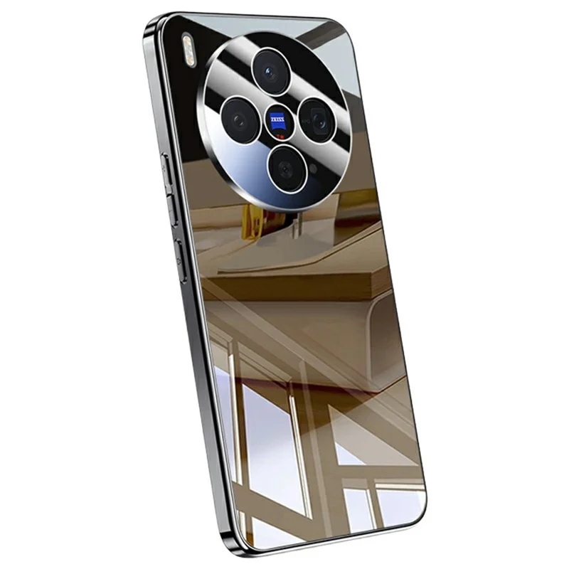 For vivo X300 5G Case Electroplating PC Phone Back Cover with Camera Lens Protector - Black