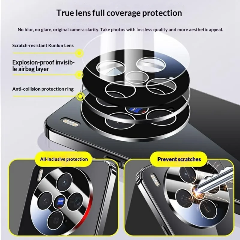 For vivo X300 5G Case Electroplating PC Phone Back Cover with Camera Lens Protector - Black