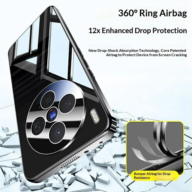 For vivo X300 5G Case Electroplating PC Phone Back Cover with Camera Lens Protector - Black