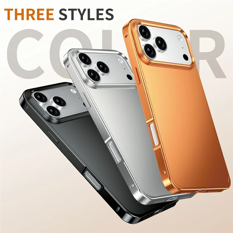 For iPhone 17 Pro Max Case Locking Buckle Alloy Frame Matte PC Back Phone Cover - Orange