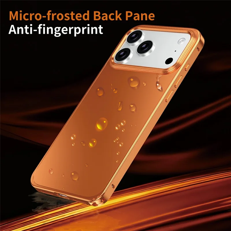 For iPhone 17 Pro Max Case Locking Buckle Alloy Frame Matte PC Back Phone Cover - Orange