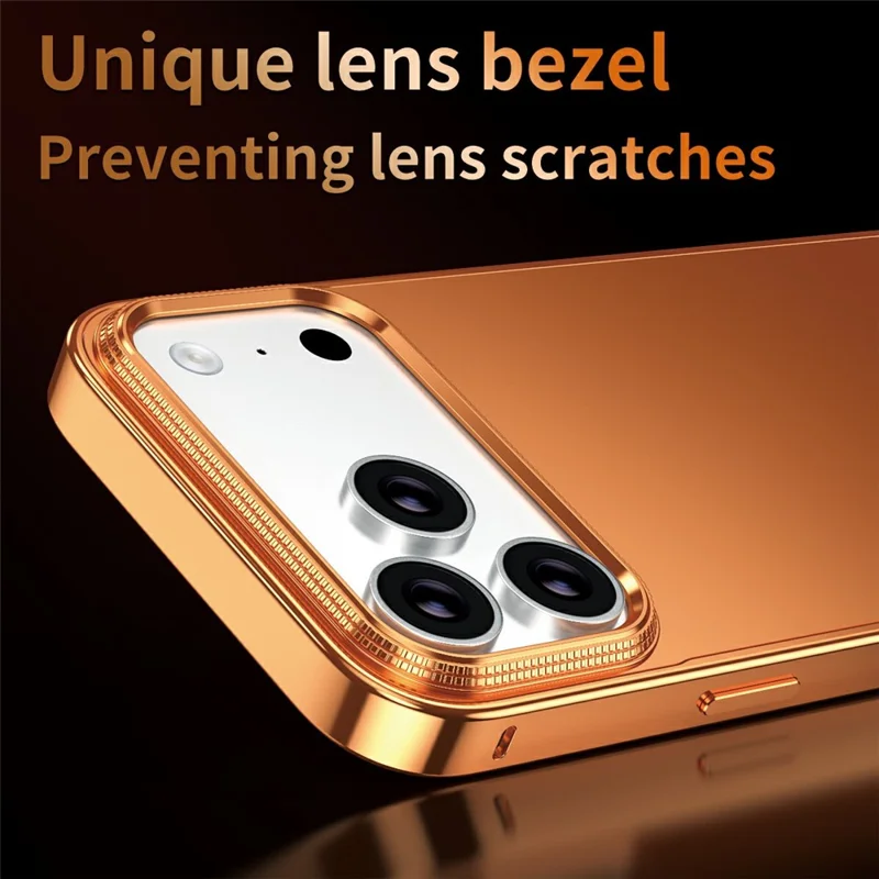 For iPhone 17 Pro Max Case Locking Buckle Alloy Frame Matte PC Back Phone Cover - Orange