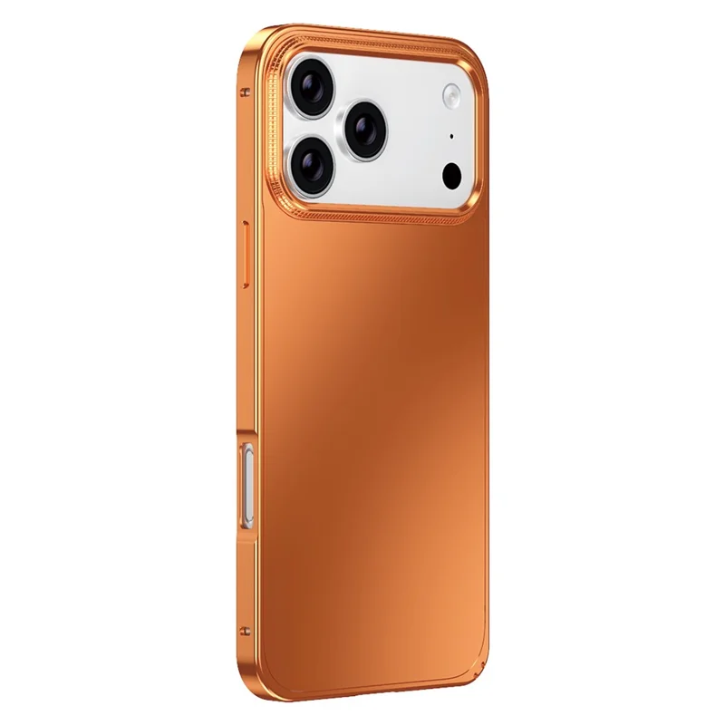 For iPhone 17 Pro Case Locking Buckle Alloy Frame Matte PC Back Phone Cover - Orange