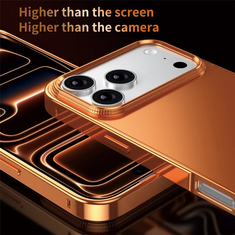 For iPhone 17 Pro Case Locking Buckle Alloy Frame Matte PC Back Phone Cover - Orange
