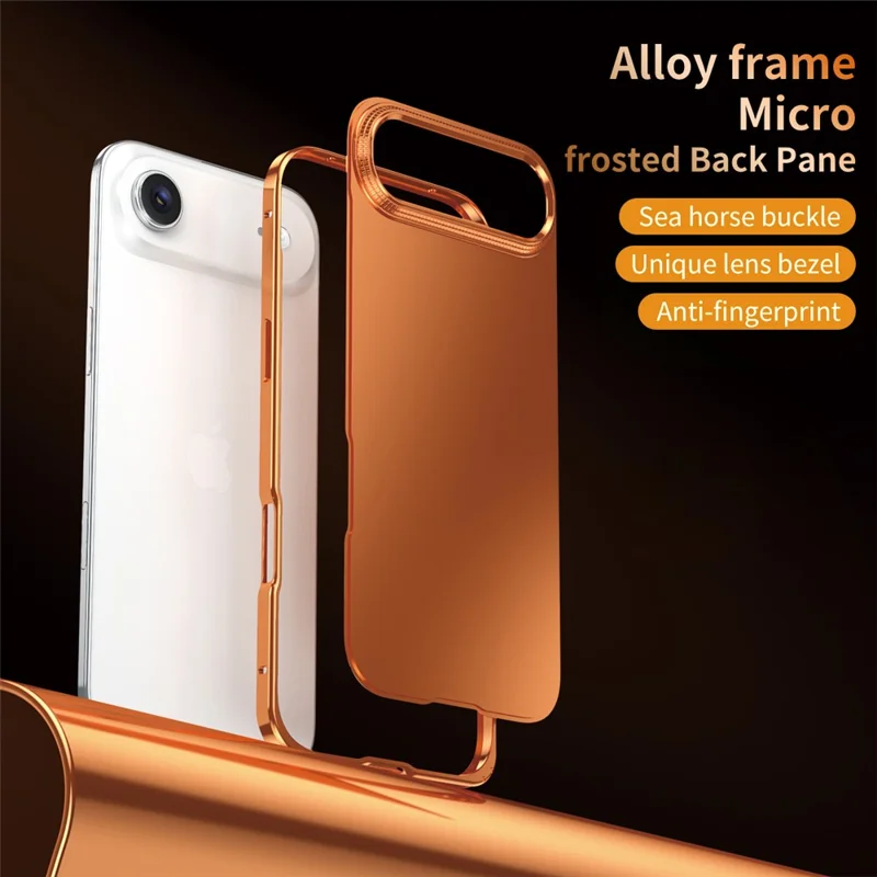 Чехол для iPhone с замком, алюминиевая рама, матовая задняя панель из поликарбоната - оранжевый