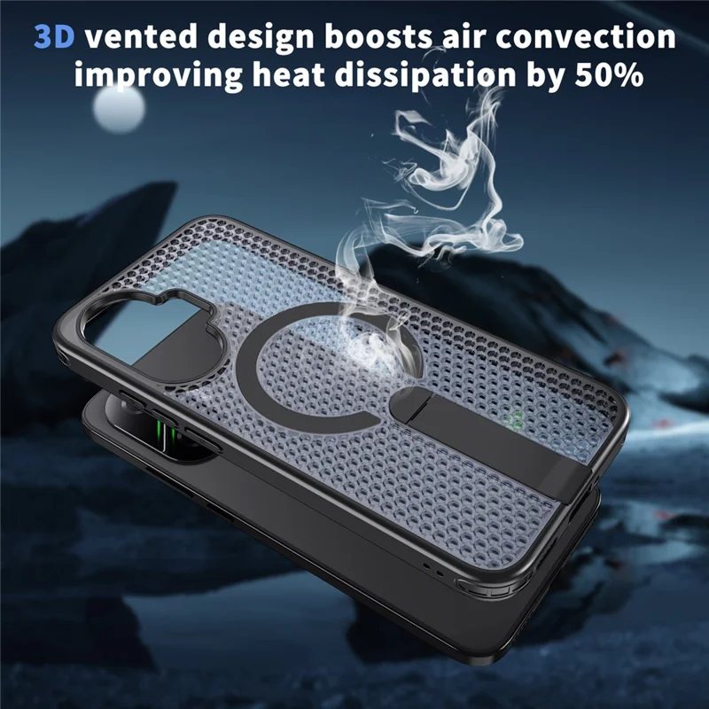 Xiaomi Poco F7 5G / Redmi Turbo 4 Pro 5G Magnetische Hülle mit Ständer, Gittermuster, TPU-PC-Rückseite - Schwarz