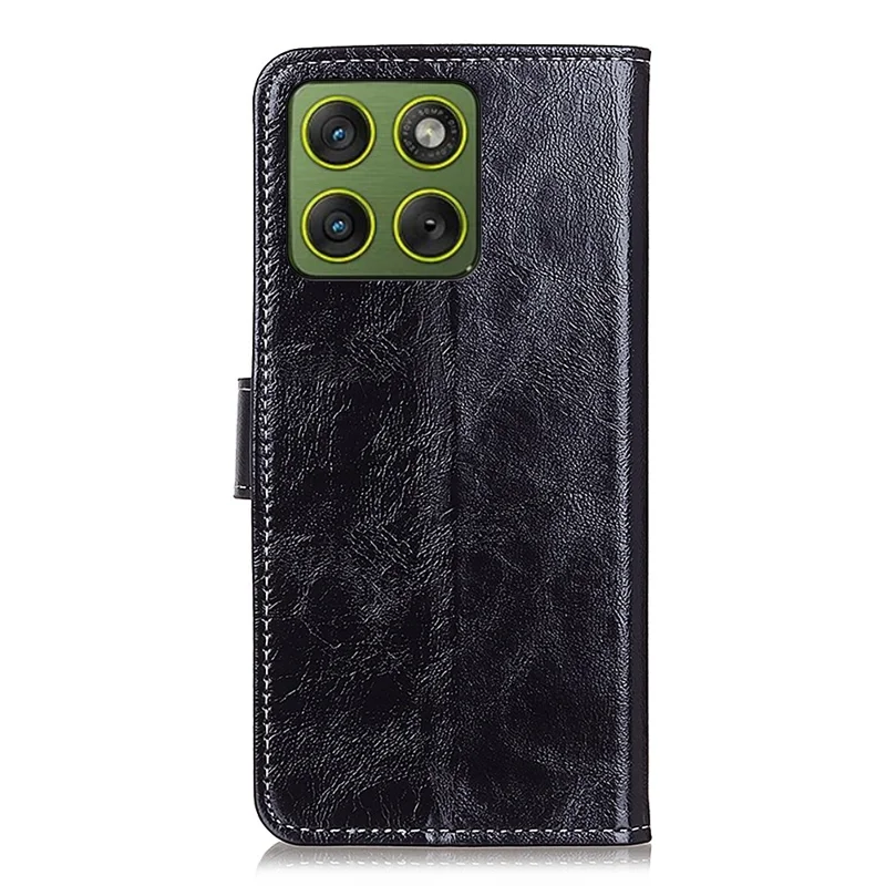 Voor Motorola Edge 70 5G hoesje portemonnee lederen telefoonhoes met gekkenspaanstructuur - Zwart