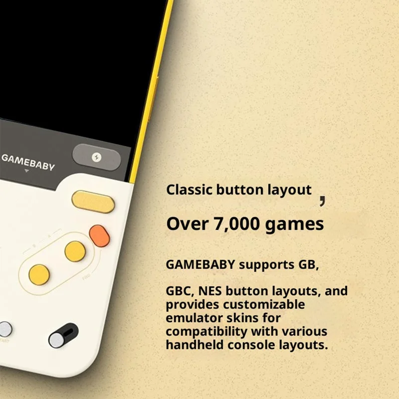 BITMOLAB GAMEBABY Pour iPhone 17 Pro Max Étui Conception de Console de Jeu Portable Rétro Housse de Téléphone - Jaune + Beige