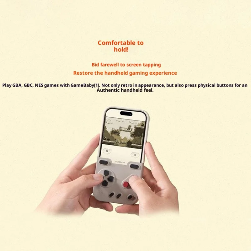 BITMOLAB GAMEBABY Pour iPhone 17 Pro Max Étui Conception de Console de Jeu Portable Rétro Housse de Téléphone - Jaune + Beige