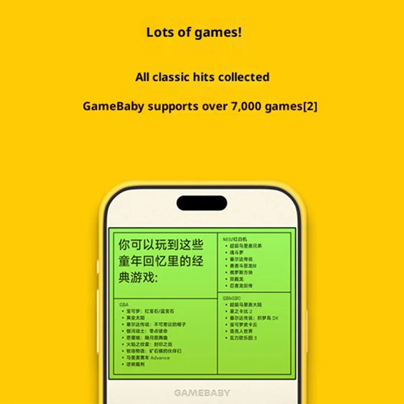 BITMOLAB GAMEBABY Pour iPhone 17 Pro Max Étui Conception de Console de Jeu Portable Rétro Housse de Téléphone - Jaune + Beige