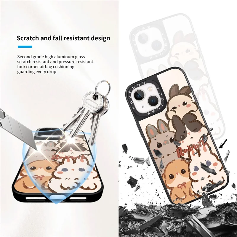 Per iPhone 14 Custodia Compatibile con MagSafe Stampa a Motivi TPU PC Vetro in Alluminio-silicio Cover per Telefono - Stile A