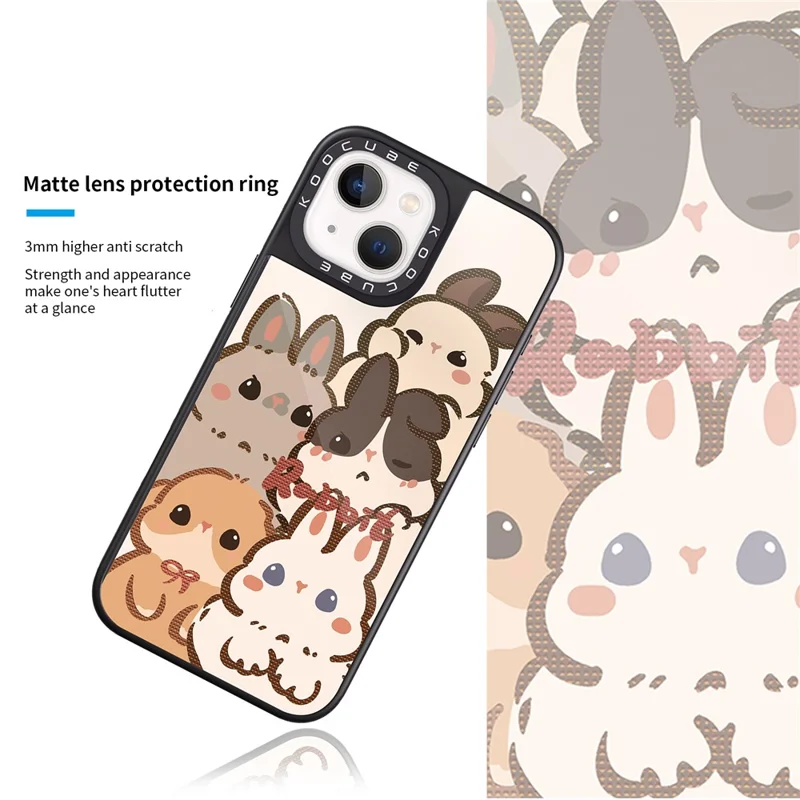 For iPhone 15 Case Compatible with MagSafe Pattern Printing TPU PC High Aluminium-silicon Glass Phone Cover - Style A