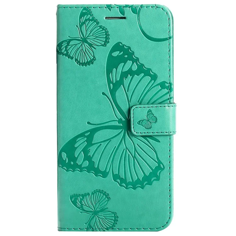 KT Imprinting Series-2 for Huawei nova Y90 4G / Enjoy 50 Pro 4G PU Leather Stand Phone Case Imprinted Butterfly Pattern Protective Wallet Cover with Strap - Green