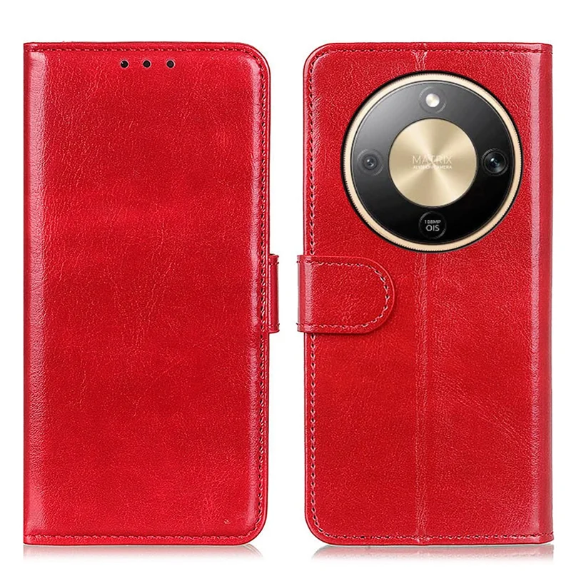 Per Honor Magic8 Lite 5G / X9d 5G Custodia Crazy Horse Texture Pelle PU Supporto per Telefono - Rosso