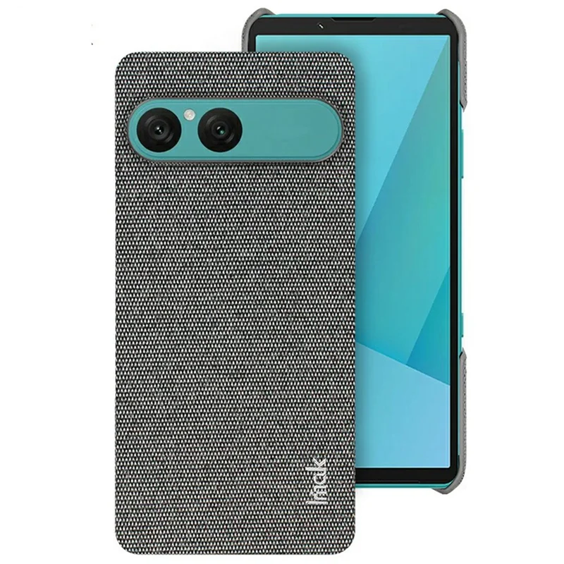 IMAK Ruiyi Series pour Sony Xperia 10 VII Étui Texture Tissu Cuir + Coque Arrière PC - Gris Foncé