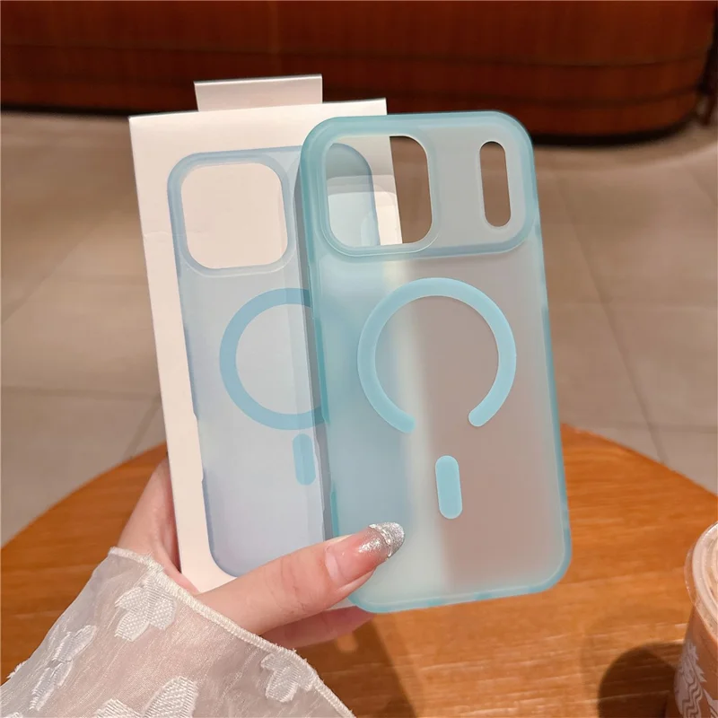 Capa de Telefone Compatível com iPhone 17 Pro Max Phone Case com MagSafe TPU PC Skin-Feel - Verde