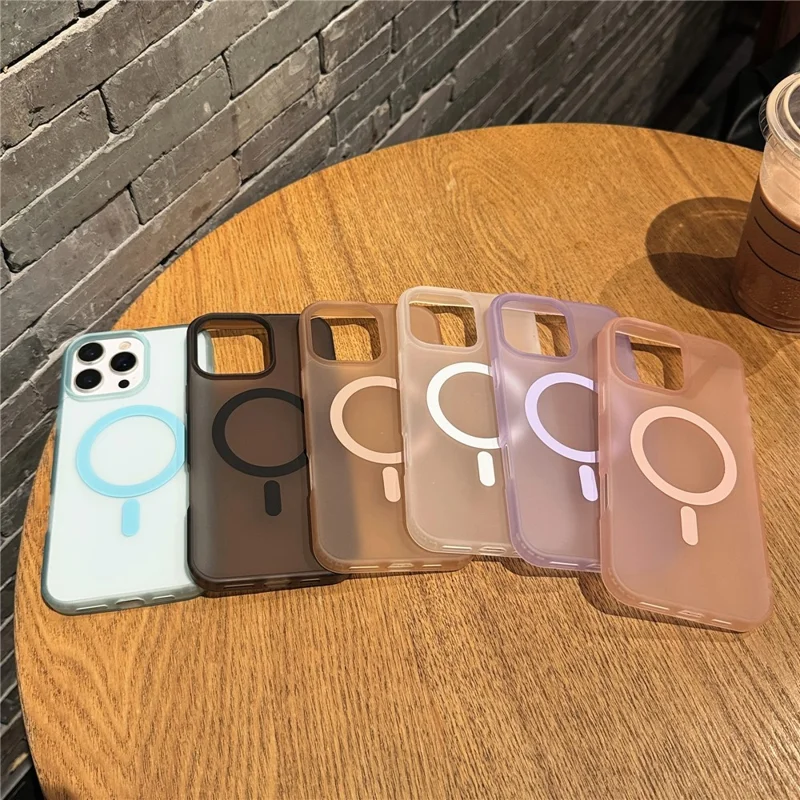 Capa de Telefone para iPhone 16 Pro Compatível com MagSafe TPU PC Capa Traseira com Sensação de Pele - Rosa