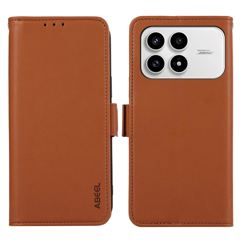 Capa de Couro ABEEL para Xiaomi Redmi K90 5G com Bloqueio RFID para Carteira - Marrom