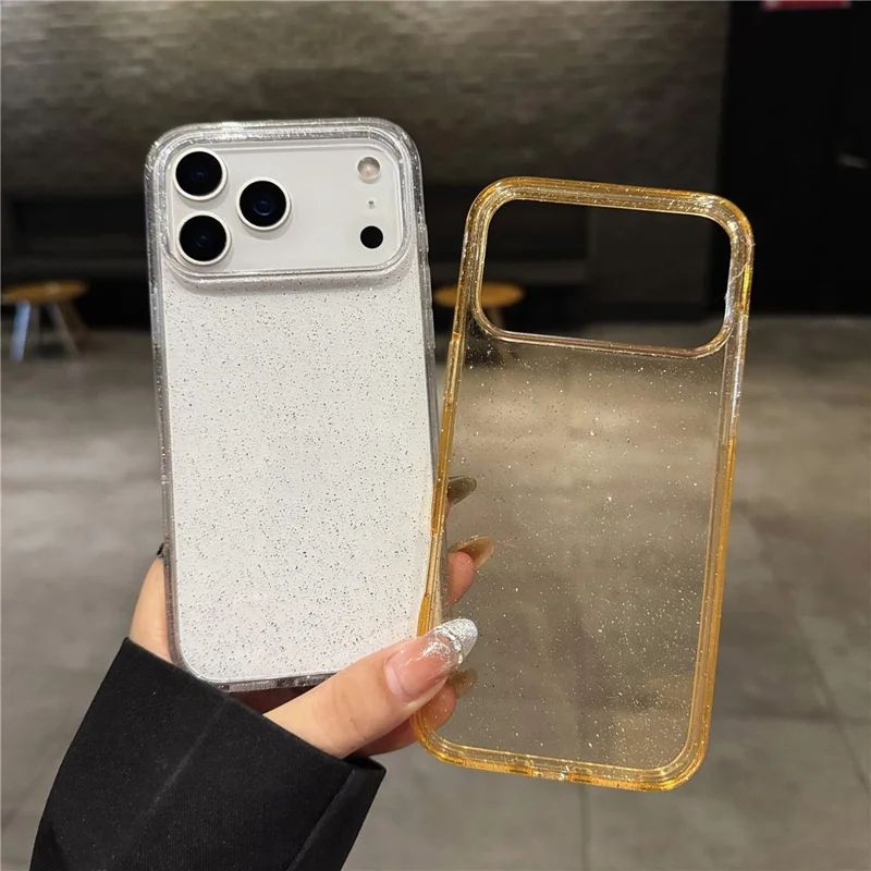 iPhone 17 Pro Max Hülle 2.0 MM TPU PC Glitzer Schutzhülle - Transparent Pink