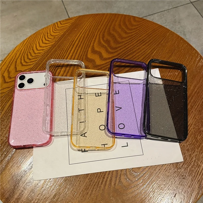 iPhone 17 Pro Max Hülle 2.0 MM TPU PC Glitzer Schutzhülle - Transparent Pink