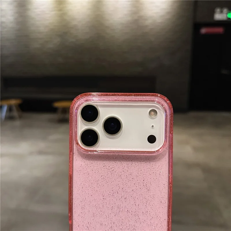 For iPhone 17 Pro Case 2.0MM Thick Starlight Glitter Protective Cover Shockproof TPU PC Hybrid - Transparent Pink