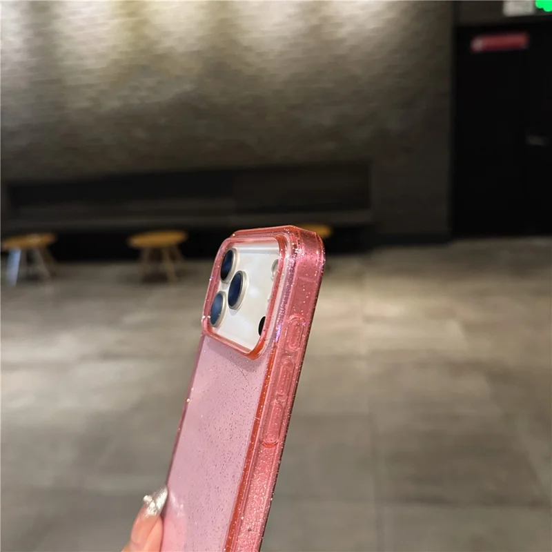 For iPhone 17 Pro Case 2.0MM Thick Starlight Glitter Protective Cover Shockproof TPU PC Hybrid - Transparent Pink