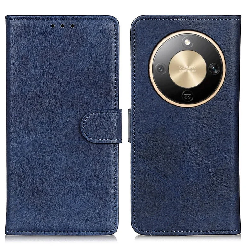 Чехол для Honor X9d 5G / Magic8 Lite 5G из натуральной кожи с текстурой коровьей шкуры, подставка для телефона - Синий