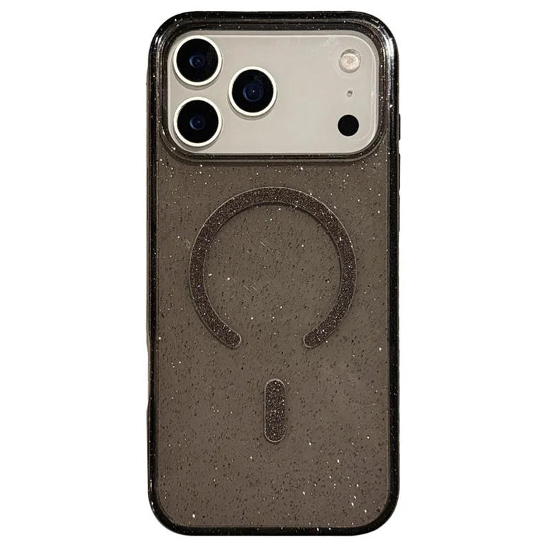 Funda para iPhone 17 Pro 2.0MM Compatible con MagSafe TPU PC Purpurina Estrella Funda Trasera del Teléfono - Negro Transparente