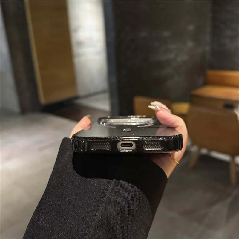 Funda para iPhone 17 Pro 2.0MM Compatible con MagSafe TPU PC Purpurina Estrella Funda Trasera del Teléfono - Negro Transparente