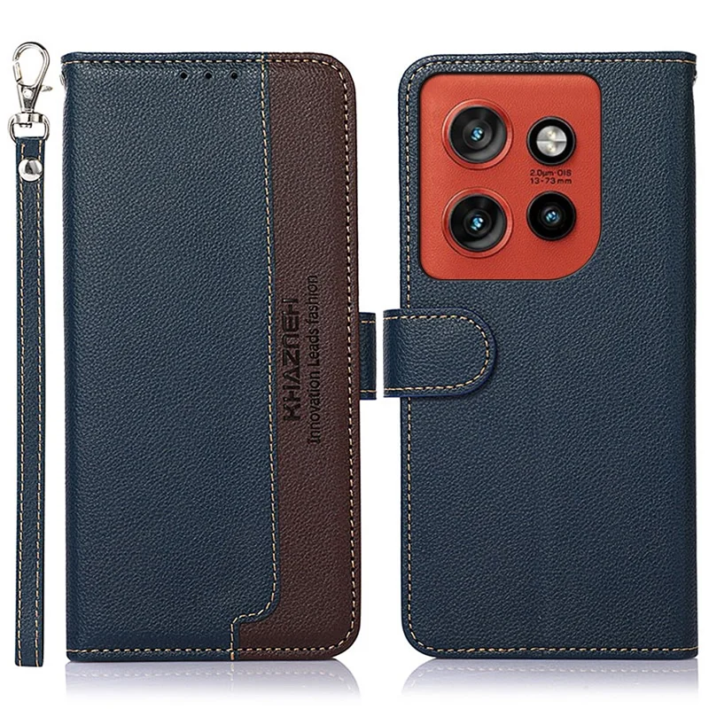 KHAZNEH для Motorola Edge 60 Neo 5G / 50 Neo 5G Чехол с блокировкой RFID-кошелек из искусственной кожи с ремешком - Синий