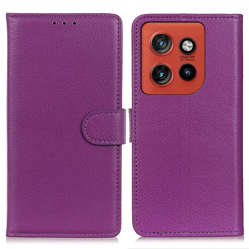 Чехол-кошелек для Motorola Edge 60 Neo 5G / 50 Neo 5G из искусственной кожи с текстурой личи - Фиолетовый