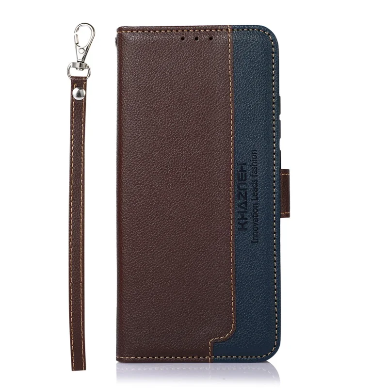 KHAZNEH For Motorola Edge 70 5G Case RFID Blocking Wallet PU Leather Phone Cover with Strap - Brown