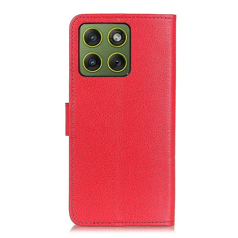 For Motorola Edge 70 5G Wallet Case PU Leather Phone Cover Litchi Texture - Red