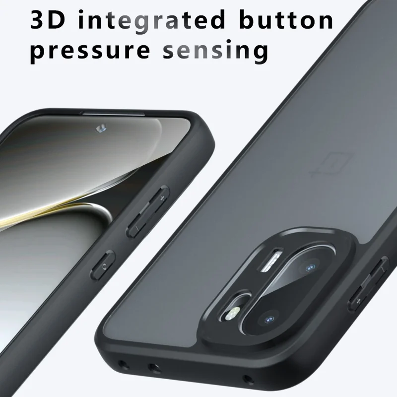 For OnePlus 15R 5G / Ace 6T 5G / Ace 6 5G Case Skin-Touch TPU + PC Matte Phone Back Cover, Transparent Black