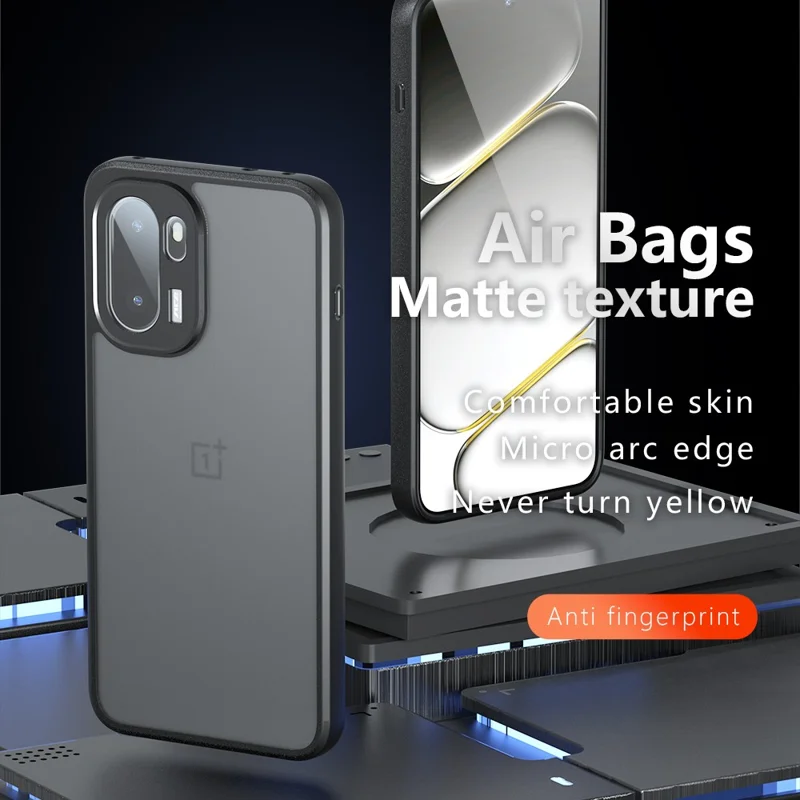 For OnePlus 15R 5G / Ace 6T 5G / Ace 6 5G Case Skin-Touch TPU + PC Matte Phone Back Cover, Transparent Black