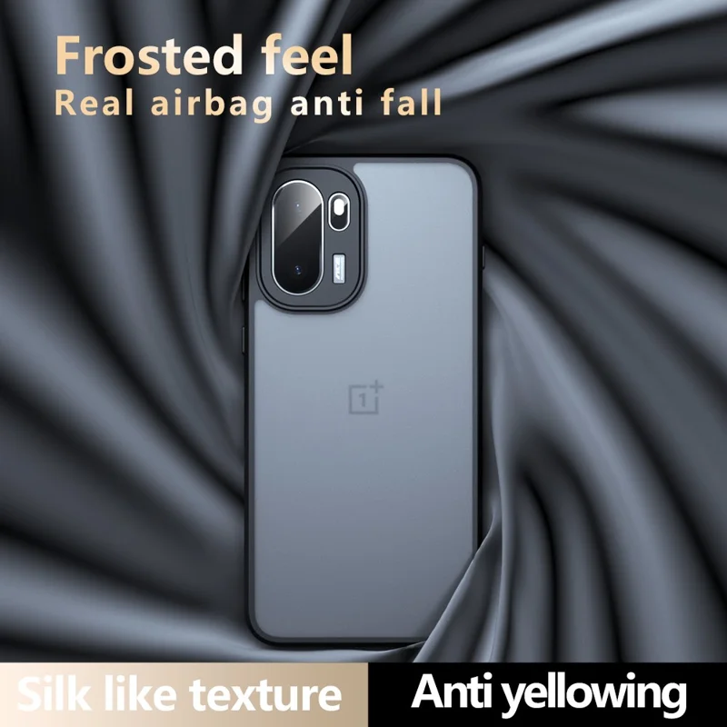 For OnePlus 15R 5G / Ace 6T 5G / Ace 6 5G Case Skin-Touch TPU + PC Matte Phone Back Cover, Transparent Black