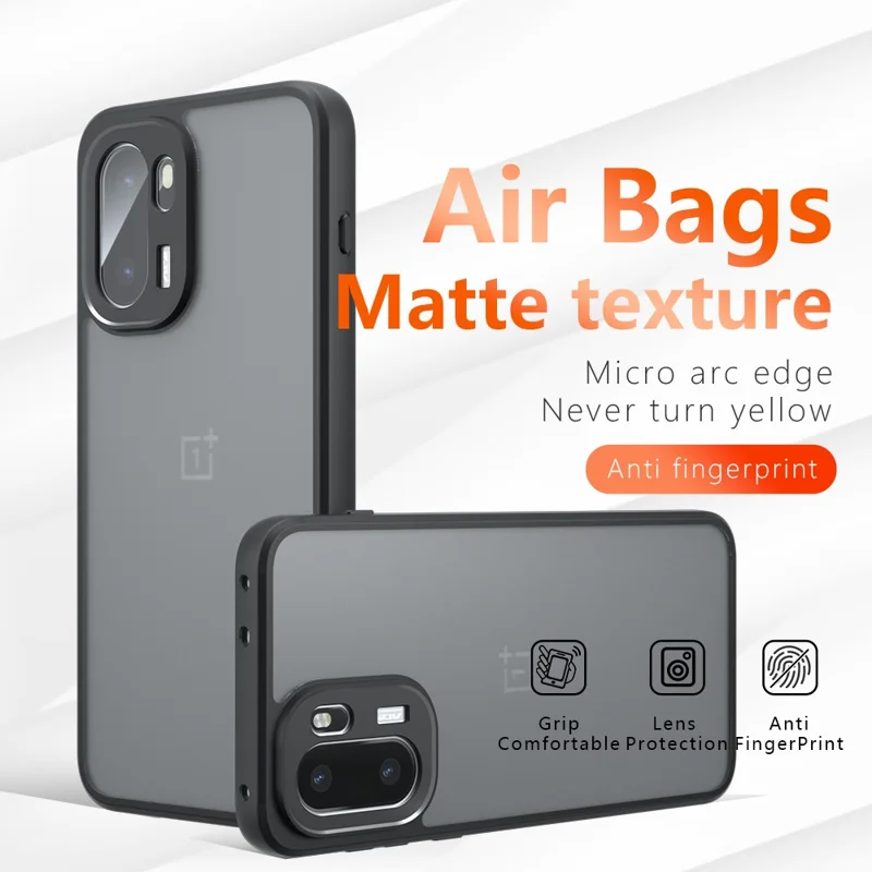 For OnePlus 15R 5G / Ace 6T 5G / Ace 6 5G Case Skin-Touch TPU + PC Matte Phone Back Cover, Transparent Black