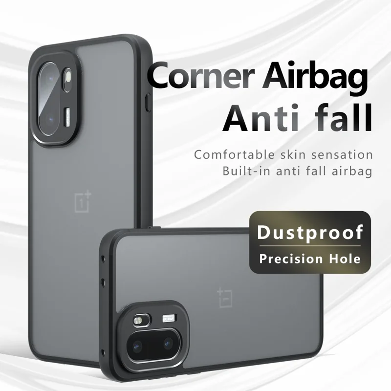For OnePlus 15R 5G / Ace 6T 5G / Ace 6 5G Case Skin-Touch TPU + PC Matte Phone Back Cover, Transparent Black