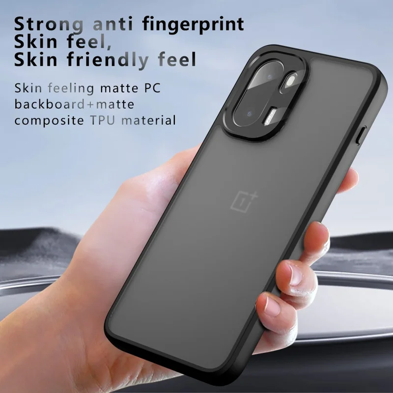 For OnePlus 15R 5G / Ace 6T 5G / Ace 6 5G Case Skin-Touch TPU + PC Matte Phone Back Cover, Transparent Black