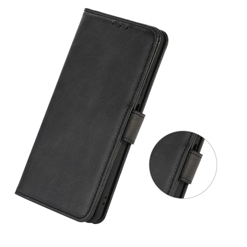 Leather Case For Honor Magic8 Lite 5G  /  X70 5G  /  X9d 5G Cowhide Texture Wallet Phone Cover with Stand - Black