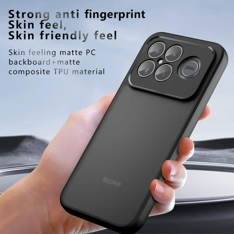Voor Xiaomi Redmi K90 Pro Max 5G / Poco F8 Ultra hoesje Skin-Touch TPU + PC matte telefoonhoes, transparant zwart