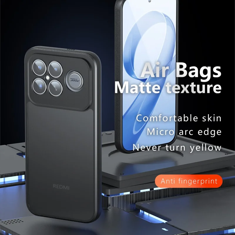 Voor Xiaomi Redmi K90 Pro Max 5G / Poco F8 Ultra hoesje Skin-Touch TPU + PC matte telefoonhoes, transparant zwart