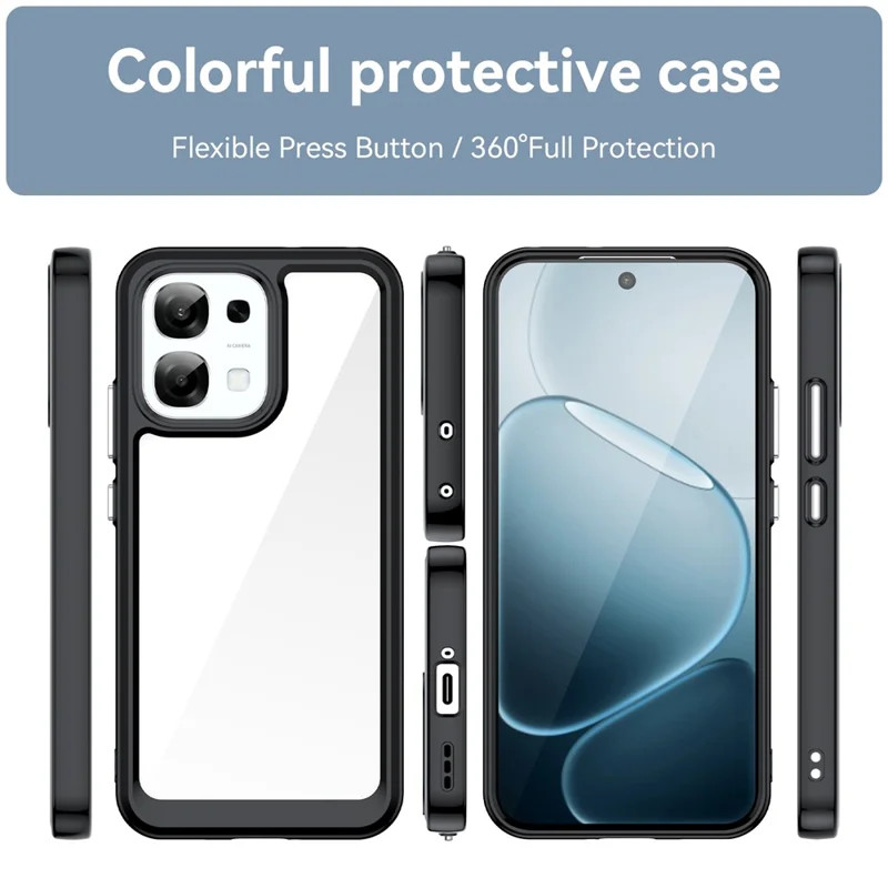 Hoesje voor Oppo F31 5G / A6 Pro 5G / A6 Pro 4G TPU + Acryl Beschermend Transparant Hoesje - Zwart