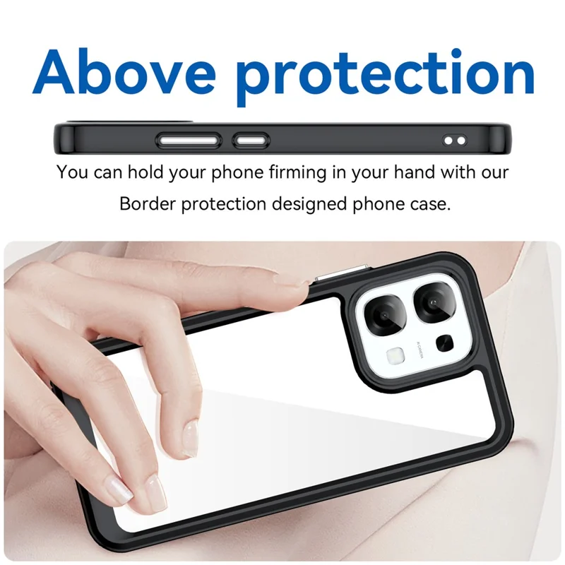 Hoesje voor Oppo F31 5G / A6 Pro 5G / A6 Pro 4G TPU + Acryl Beschermend Transparant Hoesje - Zwart