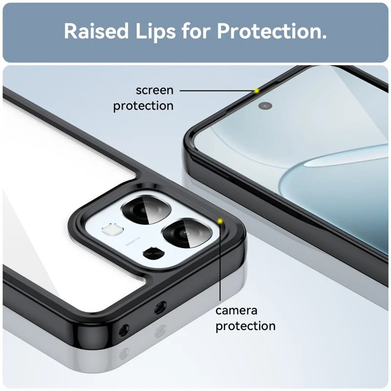 Hoesje voor Oppo F31 5G / A6 Pro 5G / A6 Pro 4G TPU + Acryl Beschermend Transparant Hoesje - Zwart